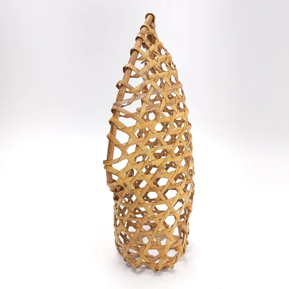 Wicker Planter Plant Stand Basket Table Top Flower Peacock Woven‎ Bamboo